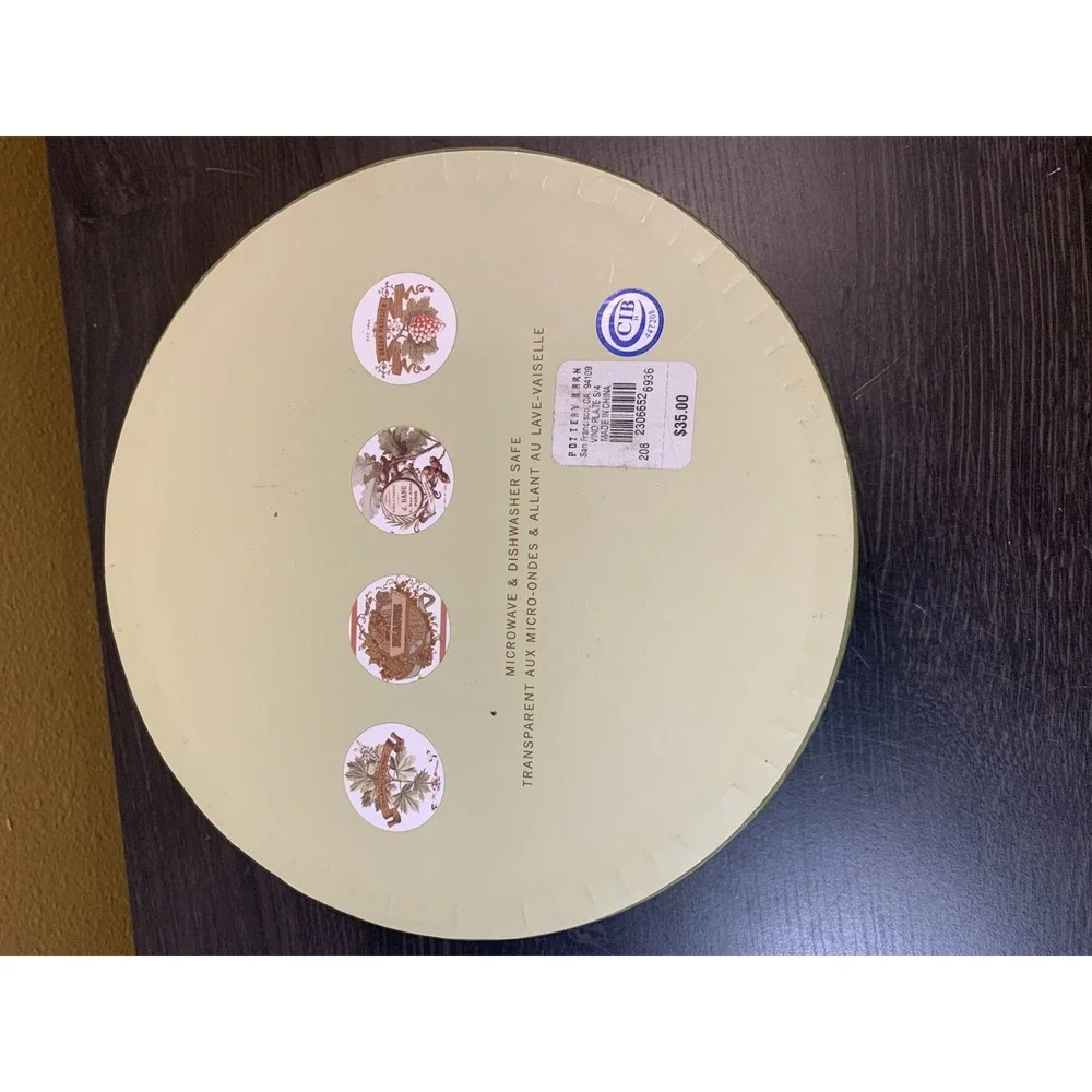 Pottery Barn Vino Plates Set of 4 French Vintage Botanical Appetizer Plates Box